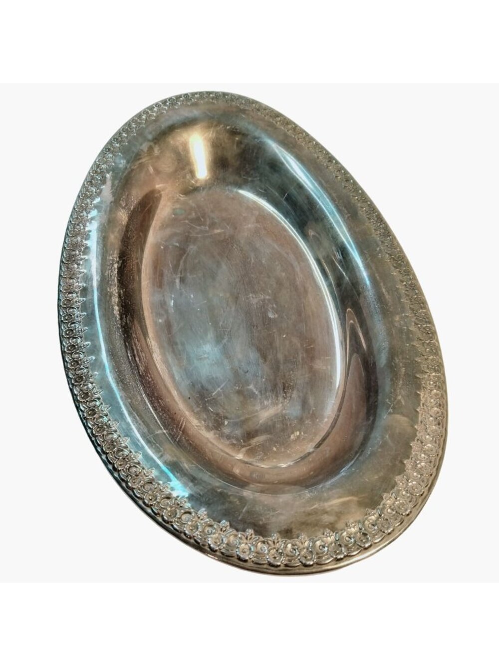 Vintage Silver Plated Ornate Oval Serving Platter Dish Elegant Design